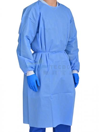 Disposable Blue SMS Non-Surgical Isolation Gown