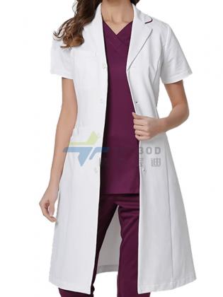 Polyester Doctor White Coat Unisex Short Sleeves